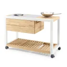 Udekøkken 140x65x93 cm lavet af massiv teak og aluminium - Convivial Viadurini