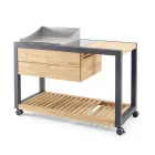 Udekøkken 140x65x93 cm lavet af massiv teak og aluminium - Convivial Viadurini