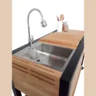 Udekøkken 140x65x93 cm lavet af massiv teak og aluminium - Convivial Viadurini