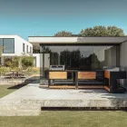 Udekøkken 140x65x93 cm lavet af massiv teak og aluminium - Convivial Viadurini