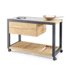 Udekøkken 140x65x93 cm lavet af massiv teak og aluminium - Convivial Viadurini