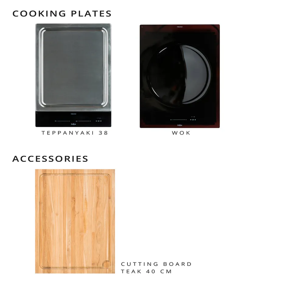 Udekøkken 141x70x93 cm lavet af massiv teaktræ og aluminium - Stilosa Viadurini