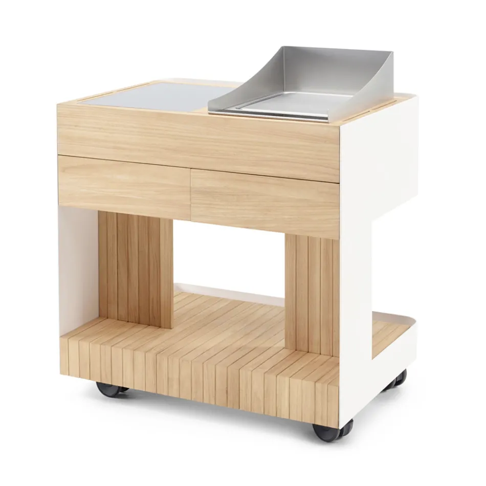 Udekøkken 96x70x93 cm lavet af massiv teak og aluminium - raffineret Viadurini