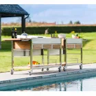 Moderne udendørs havekøkken på træ- og stålhjul - Buoncalliope Viadurini