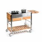 Moderne udendørs havekøkken på træ- og stålhjul - Buoncalliope Viadurini