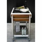 Moderne køkken på hjul til udendørs have i træ og stål - Calliope Viadurini