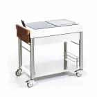 Moderne køkken på hjul til udendørs have i træ og stål - Calliope Viadurini