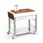 Moderne køkken på hjul til udendørs have i træ og stål - Calliope Viadurini