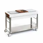 Moderne køkken på hjul til udendørs have i træ og stål - Calliope Viadurini