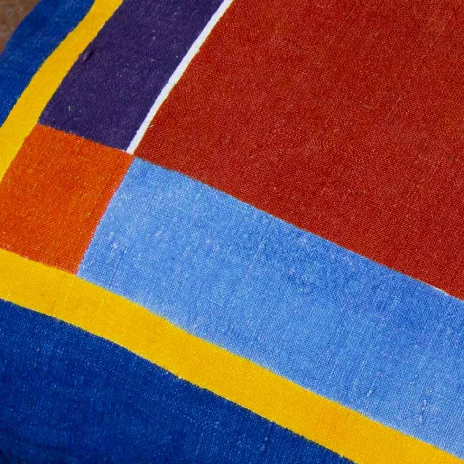 Pude af italiensk kunst i hampmalet og håndsyet unikt stykke - mærker Viadurini