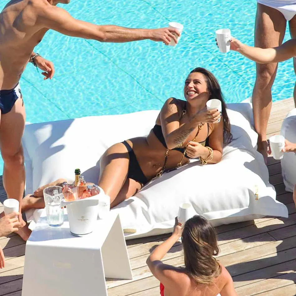 Cloud Pillow afslappende udendørs imiteret læder hvid nautiske Trona Viadurini