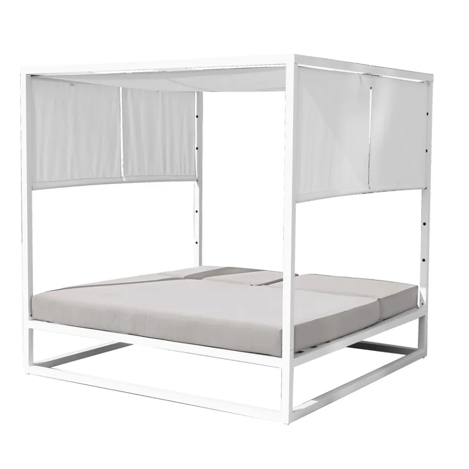 Udendørs daybed med liggende hvid aluminiumsstruktur - Jurica Viadurini