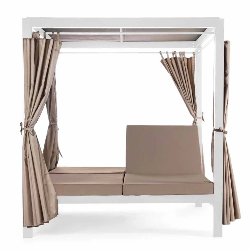 Udendørs dagseng i tekstil og aluminium med tilbagelænet ryglæn - Anastasia Viadurini