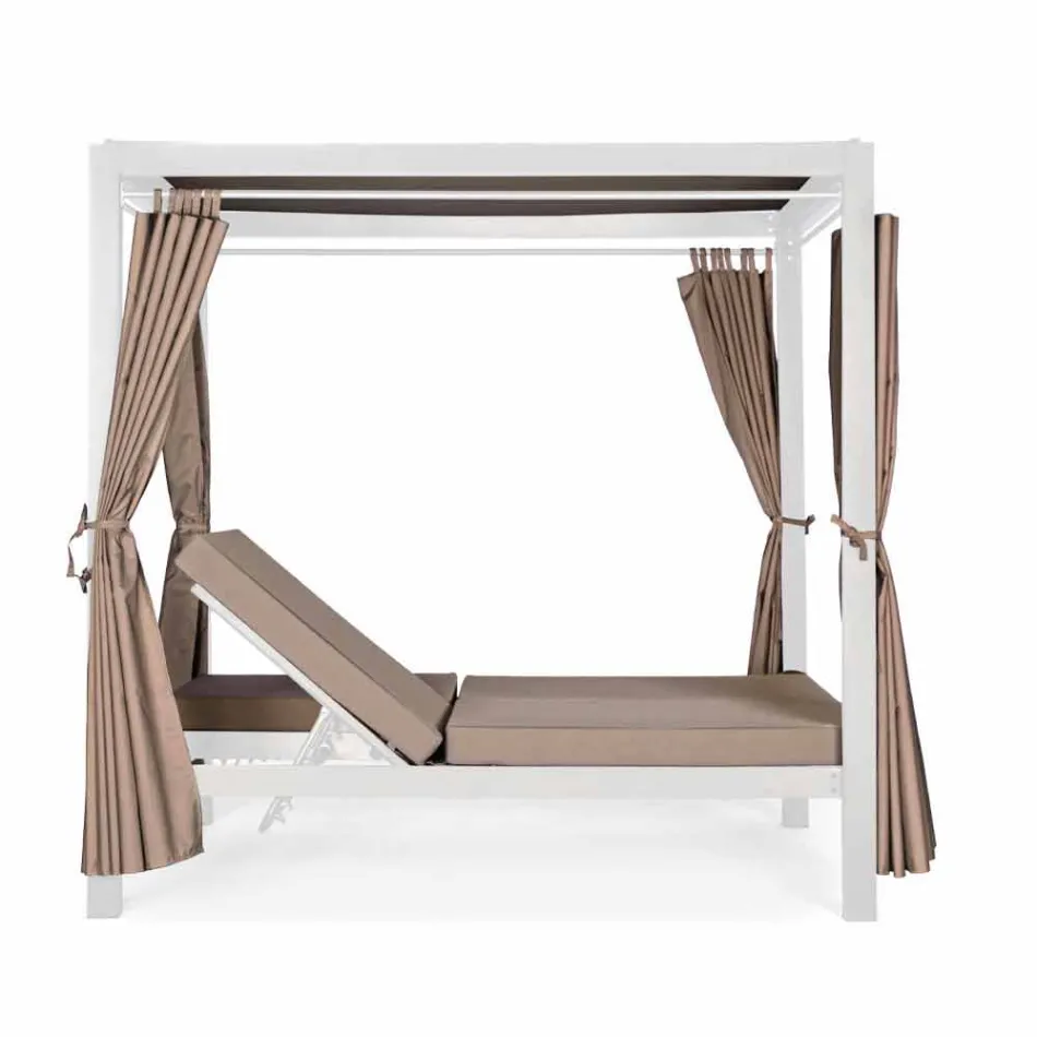 Udendørs dagseng i tekstil og aluminium med tilbagelænet ryglæn - Anastasia Viadurini