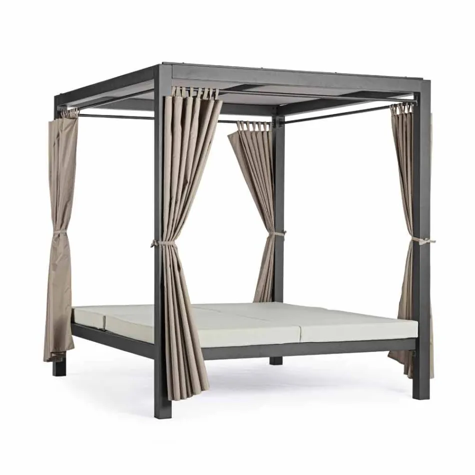 Udendørs dagseng i tekstil og aluminium med tilbagelænet ryglæn - Anastasia Viadurini