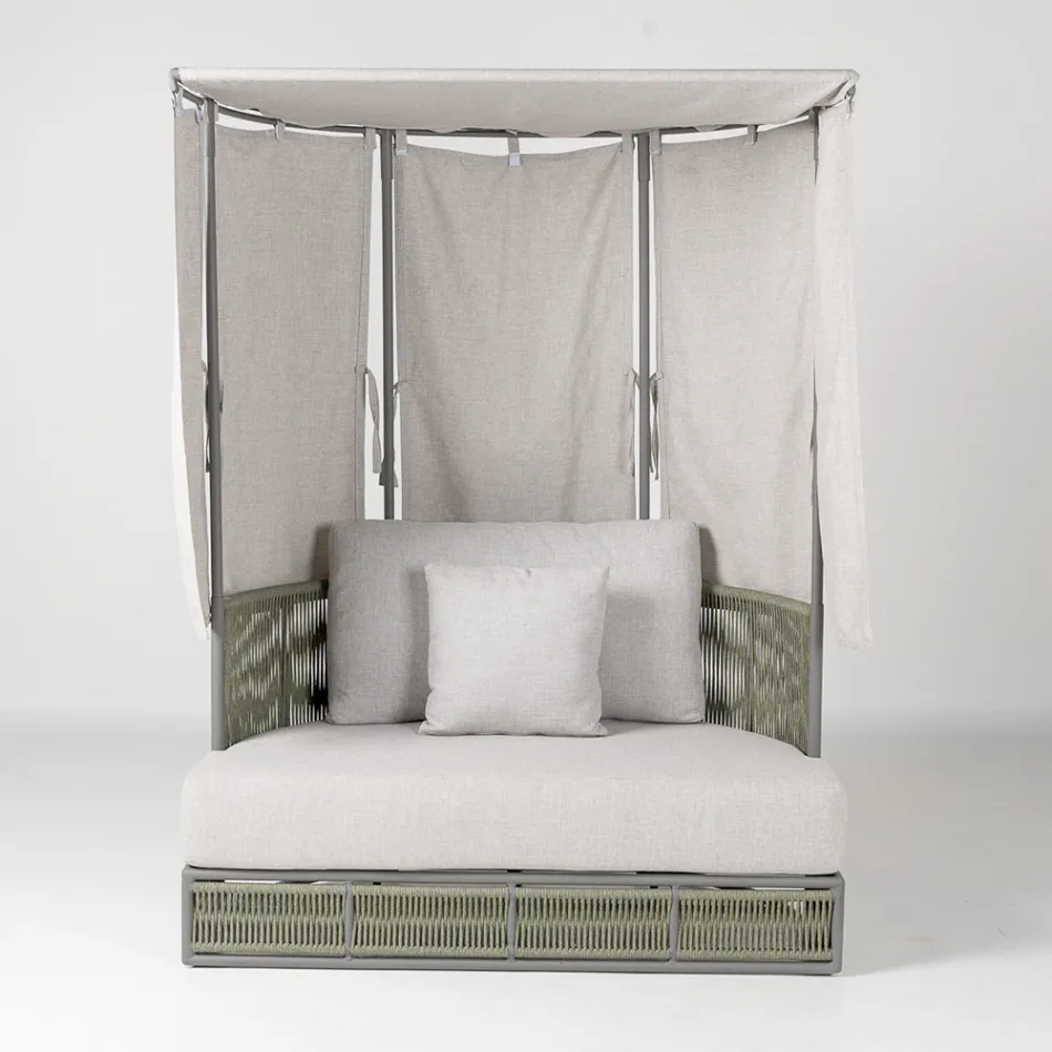 Teak, aluminium, ROPE+ Rope havedagseng med hynder - Arcangelo Viadurini