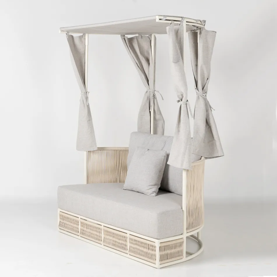 Teak, aluminium, ROPE+ Rope havedagseng med hynder - Arcangelo Viadurini