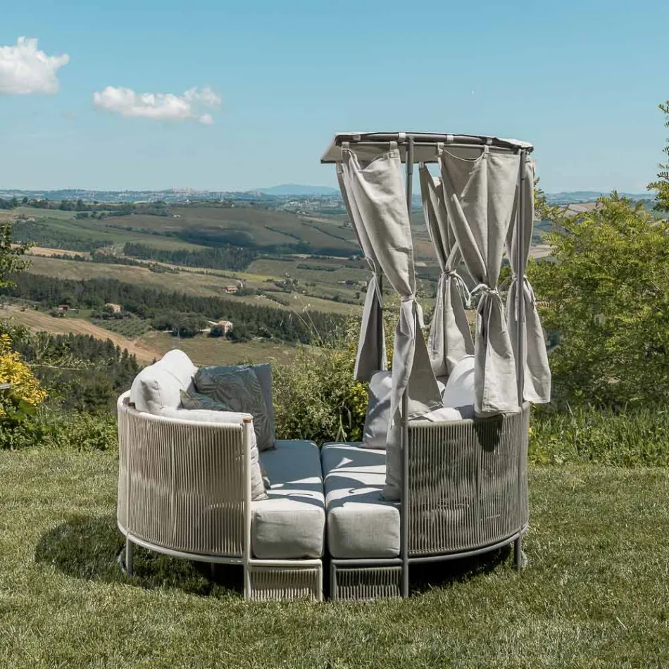 Teak, aluminium, ROPE+ Rope havedagseng med hynder - Arcangelo Viadurini