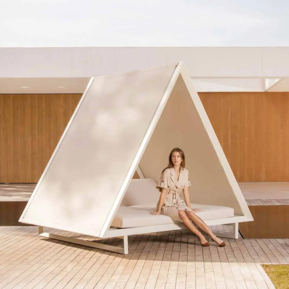 Udendørs dagseng i aluminium og luksuriøst designstof - Frame Vineyard fra Vondom Viadurini