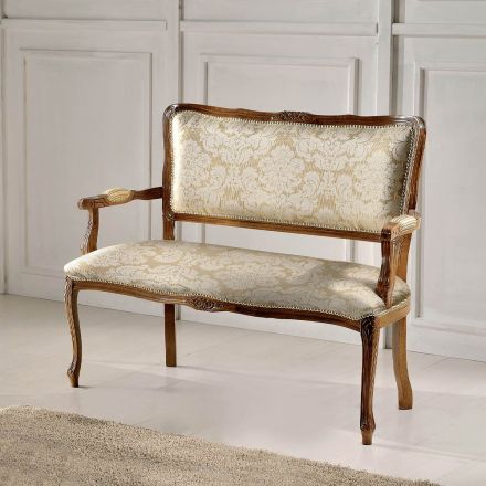 2 pers. sofa i lys beige og guldblomsterstof lavet i Italien - sten Viadurini