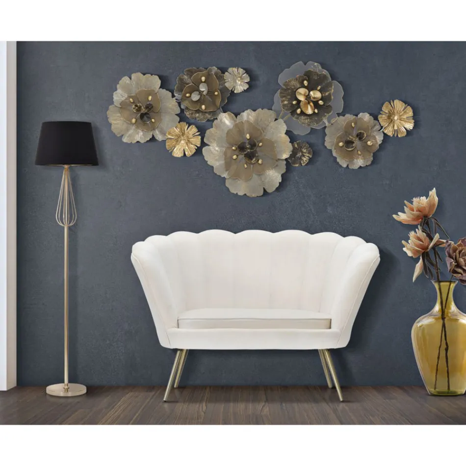 Moderne 2 -personers sofa i fløjl med gyldne jernfødder - Annina Viadurini