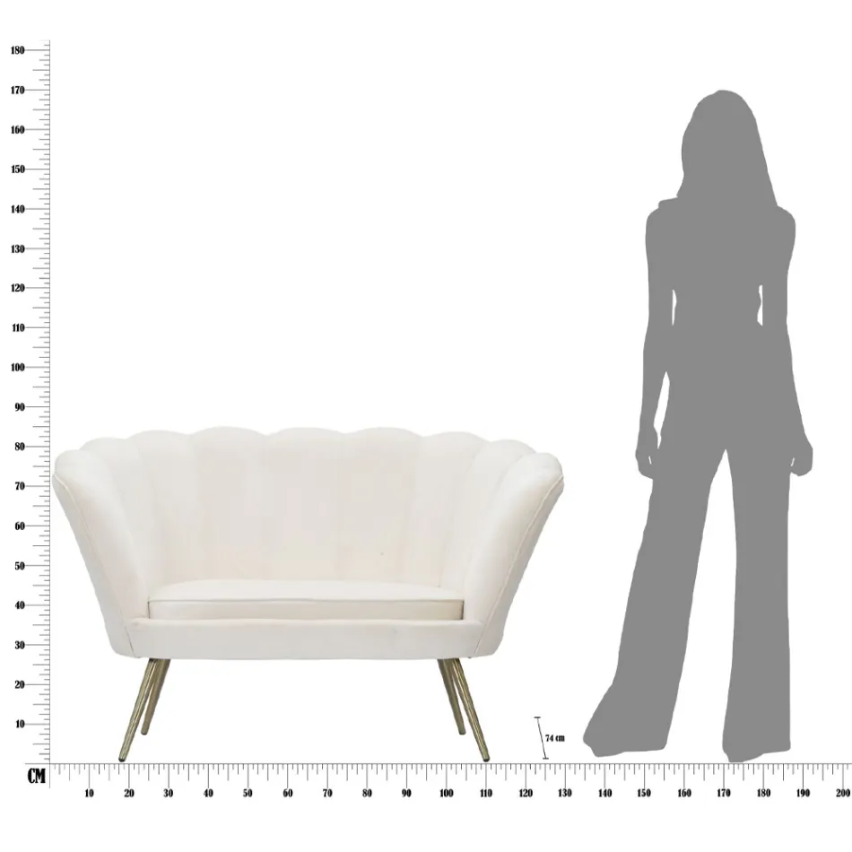 Moderne 2 -personers sofa i fløjl med gyldne jernfødder - Annina Viadurini