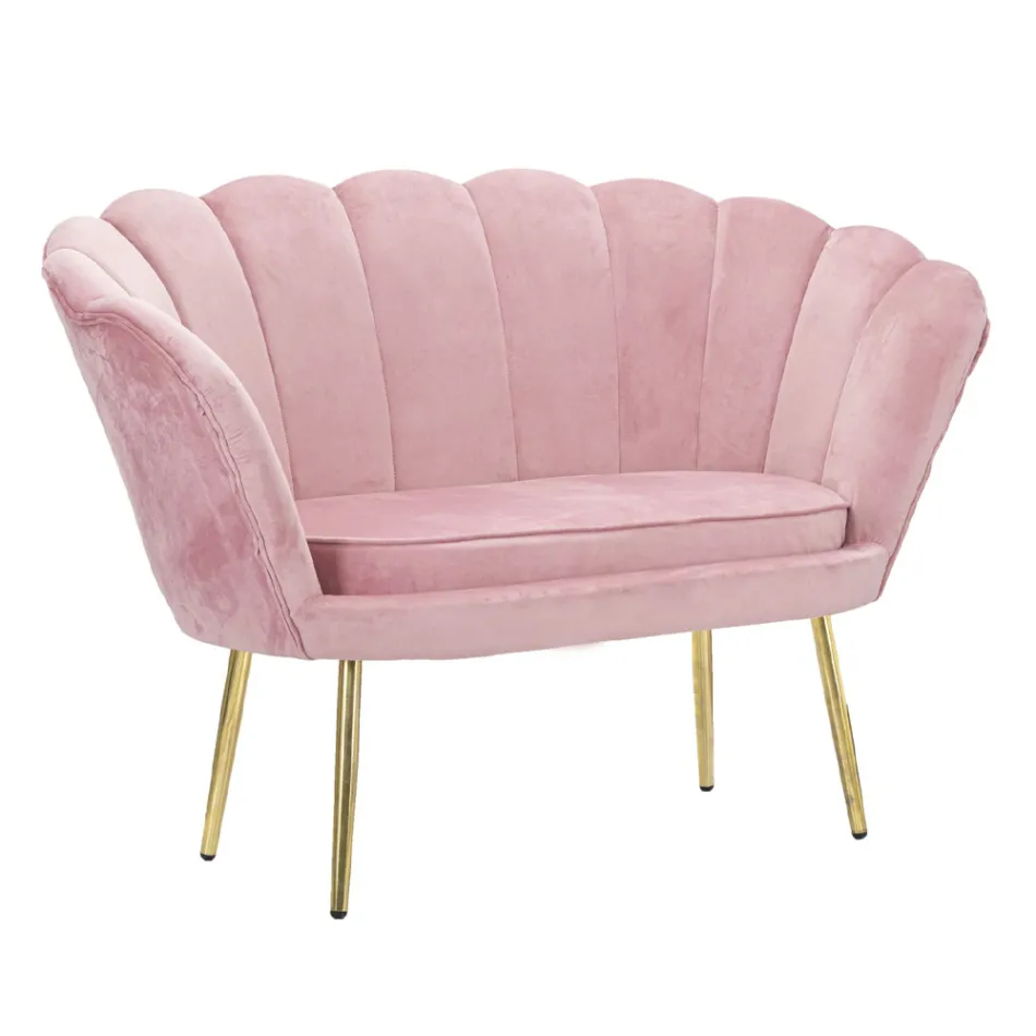 Moderne 2 -personers sofa i fløjl med gyldne jernfødder - Annina Viadurini