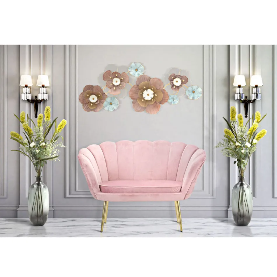 Moderne 2 -personers sofa i fløjl med gyldne jernfødder - Annina Viadurini