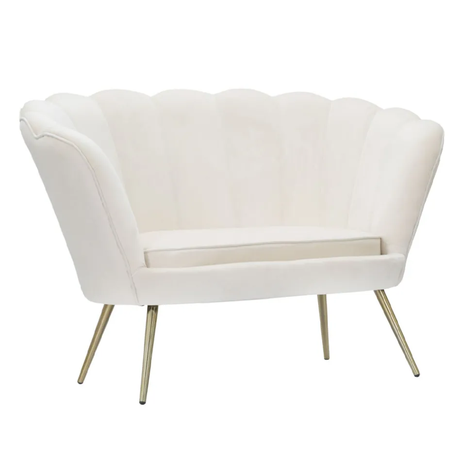 Moderne 2 -personers sofa i fløjl med gyldne jernfødder - Annina Viadurini