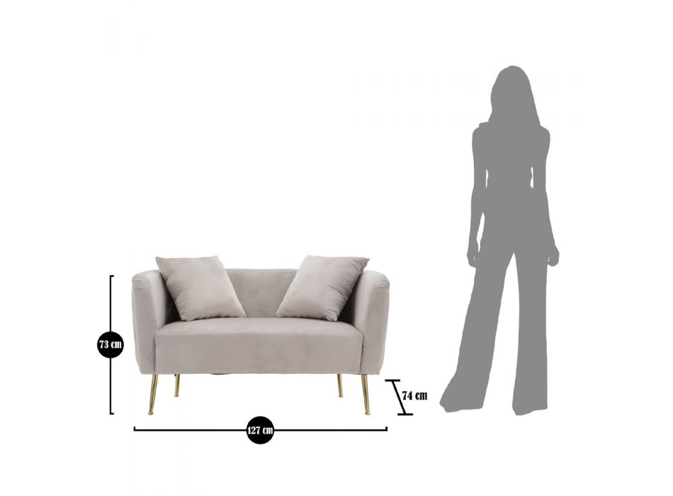 2 -personers sofa betrukket med fløjl med jernfødder - Annetta Viadurini