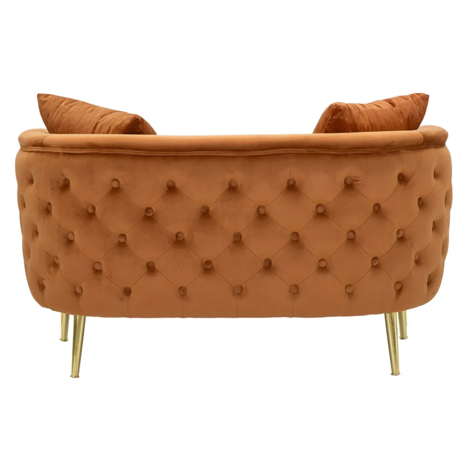 To-personers sofa i designer fløjl, træ og jern struktur - Renita Viadurini