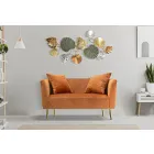 To-personers sofa i designer fløjl, træ og jern struktur - Renita Viadurini