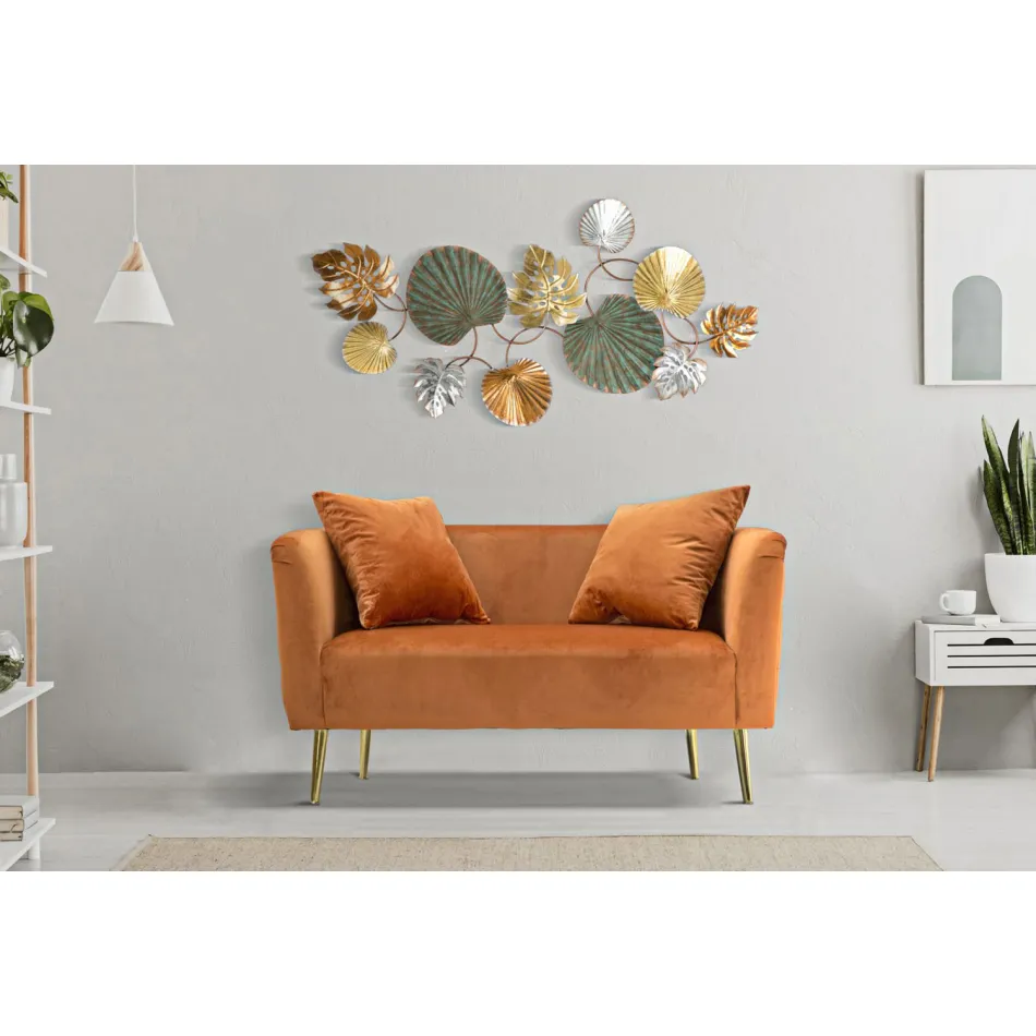 To-personers sofa i designer fløjl, træ og jern struktur - Renita Viadurini