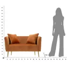 To-personers sofa i designer fløjl, træ og jern struktur - Renita Viadurini