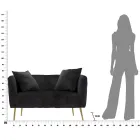 To-personers sofa i designer fløjl, træ og jern struktur - Renita Viadurini