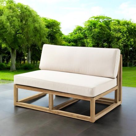 Udendørs sofa i naturlig teak og puder - Circe Viadurini