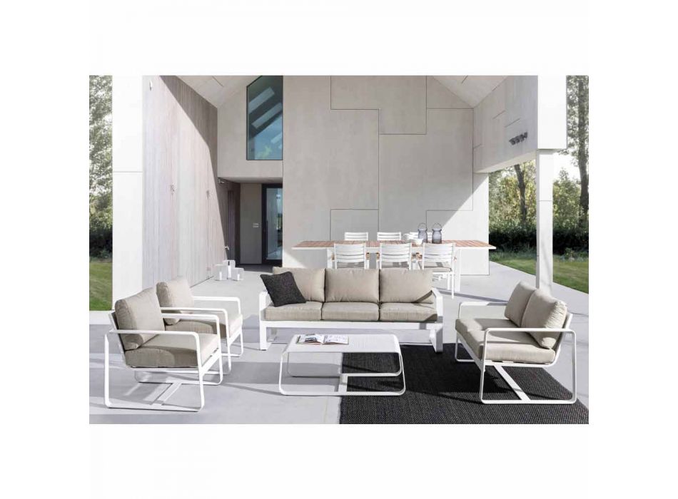 2-personers udendørs sofa i aluminium med stofpuder - Mirea Viadurini