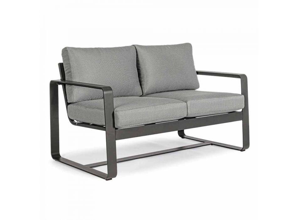 2-personers udendørs sofa i aluminium med stofpuder - Mirea Viadurini