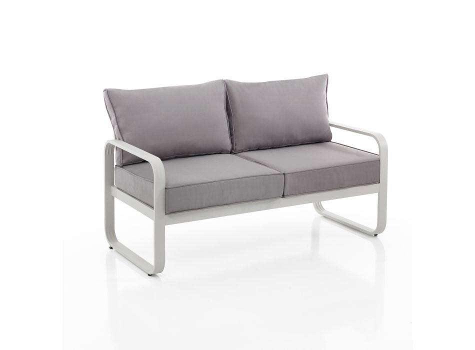 2-personers udendørs sofa i aluminium og hynder betrukket med polyester - Avoir Viadurini