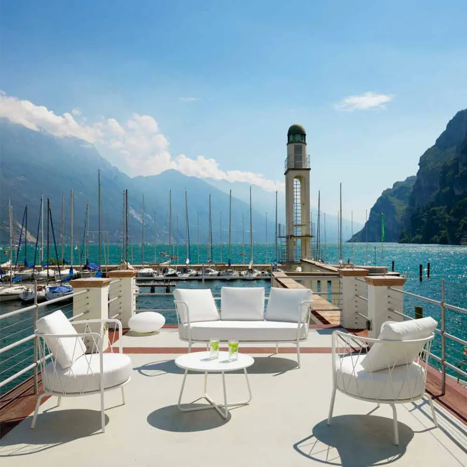 2-personers udesofa i metal og stof med puder fremstillet i Italien - Olma Viadurini