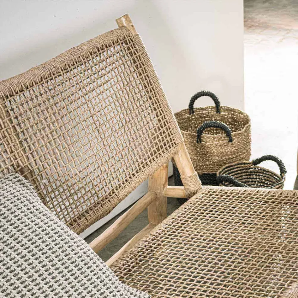 2-pers. Udendørssofa i teakgrene og syntetisk fiber - Tecno Viadurini