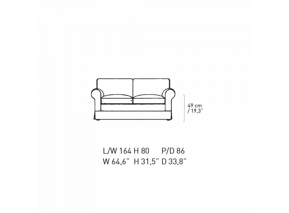 2 -personers sofa betrukket og dækket af stof fremstillet i Italien - Andromeda Viadurini