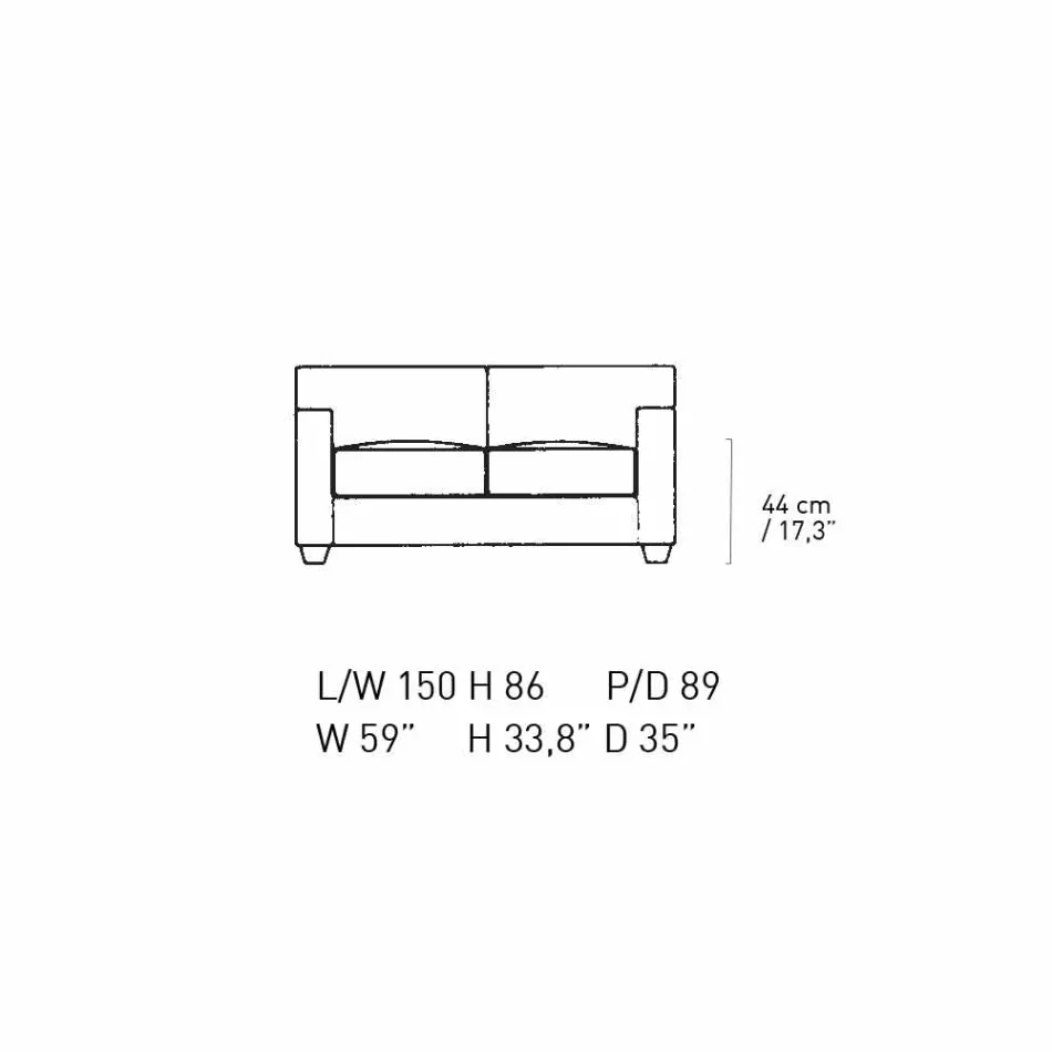 2 -personers lædersofa med valnøddetræsfødder fremstillet i Italien - Alessandria Viadurini