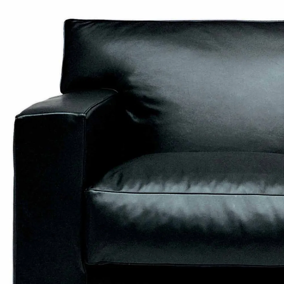 2 -personers lædersofa med valnøddetræsfødder fremstillet i Italien - Alessandria Viadurini