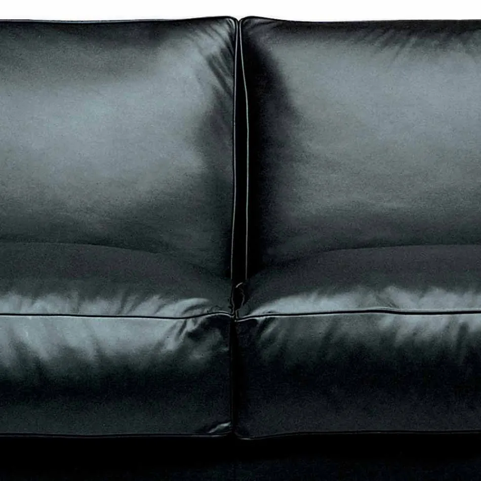 2 -personers lædersofa med valnøddetræsfødder fremstillet i Italien - Alessandria Viadurini