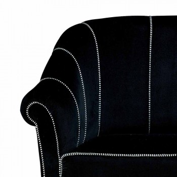 2 -personers sofa i sort fløjl med kontrastsyninger Fremstillet i Italien - Caster