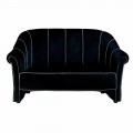 2 -personers sofa i sort fløjl med kontrastsyninger Fremstillet i Italien - Caster