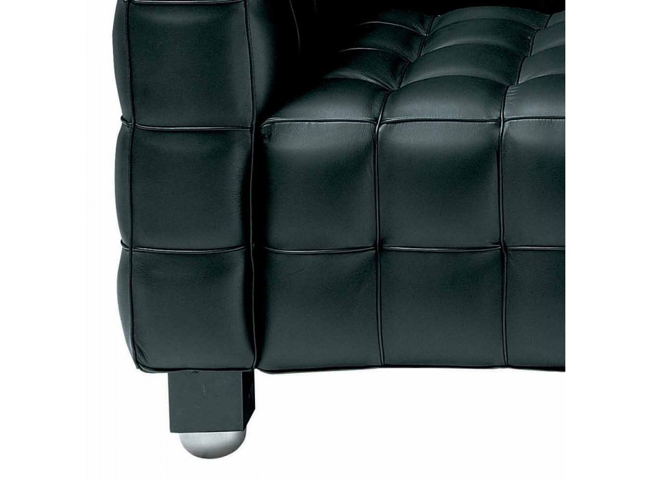 2 -personers sofa betrukket med quiltet effektlæder fremstillet i Italien - Vesuvio Viadurini