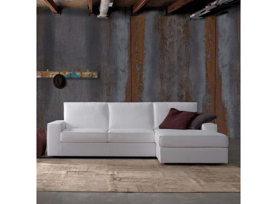3-personers sofa med halvø i hvidt eller blåt stof Fremstillet i Italien - Alsace Viadurini