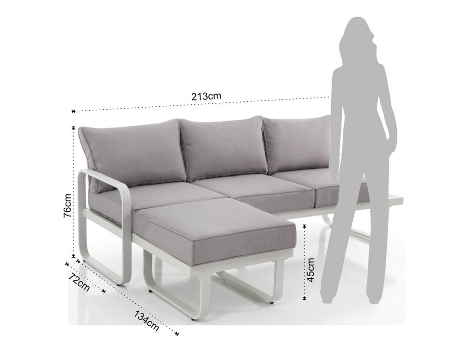 3 pers. sofa med udendørs puf Leveres med 2 betræk - Del Viadurini